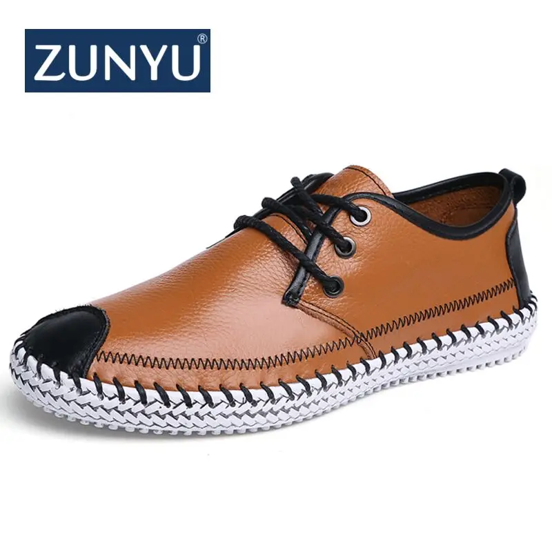 ZUNYU Brand Men Shoes 2018 New Breathable Comfortable Split Leather Loafers Luxury Men's Flats Casual Size 38-48 | Обувь