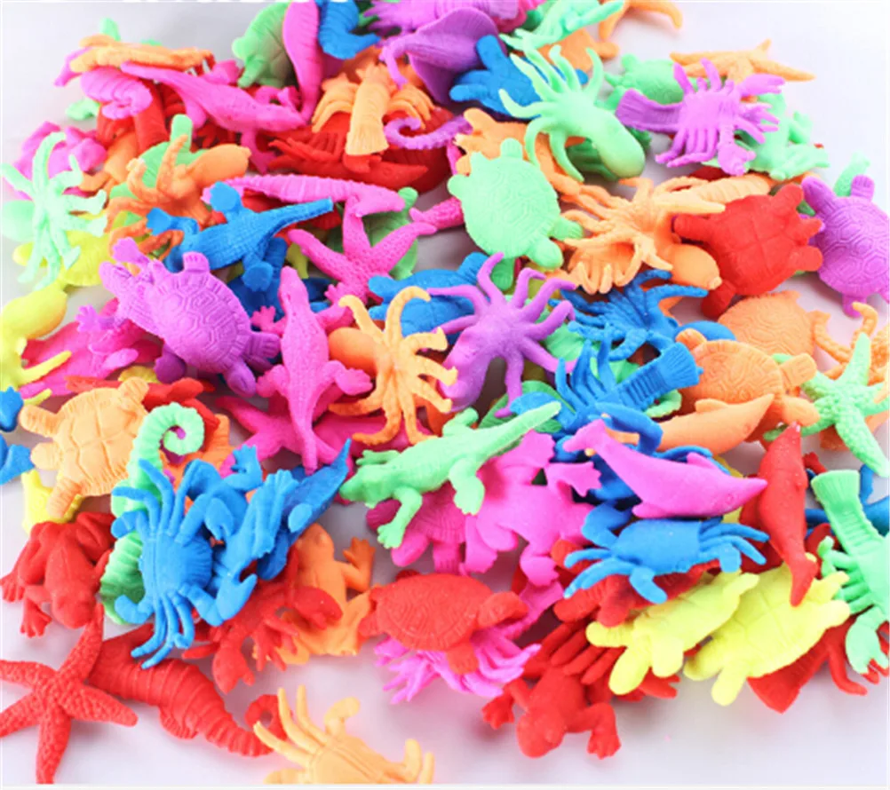 

10pcs/set Foam Water Toy Swimming Pool Toy Water-absorbing Expanding Small Animal Toy Sponge Baby Mini Aquatic Creatures ingbaby