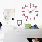 Модные 3d настенные часы, акриловые зеркальные часы, стикеры Европа, большие декоративные электронные часы на стену