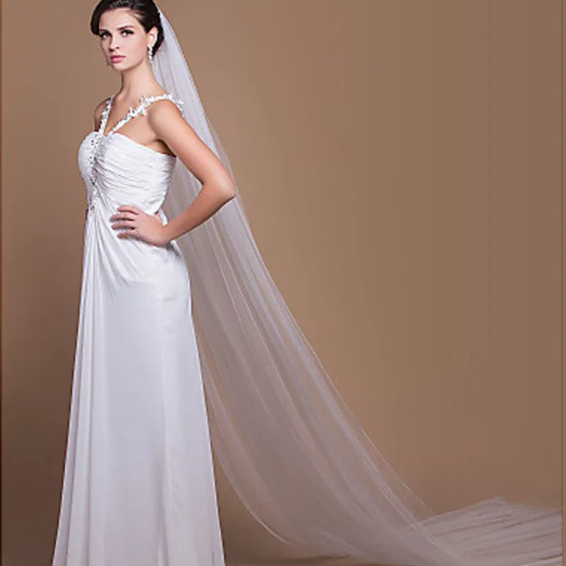 Свадебная фата длиной 3 метра свадебная для собора белый однослойный свадебный