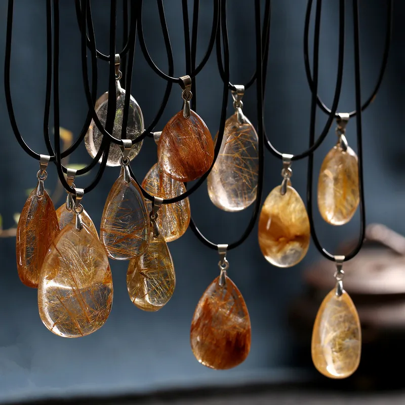 

Natural Stones Rutilated Quartz Pendant Hair Crystal Free Necklace Mineral Specimen Garden Crystal Gost Quartz Jewelry Energy
