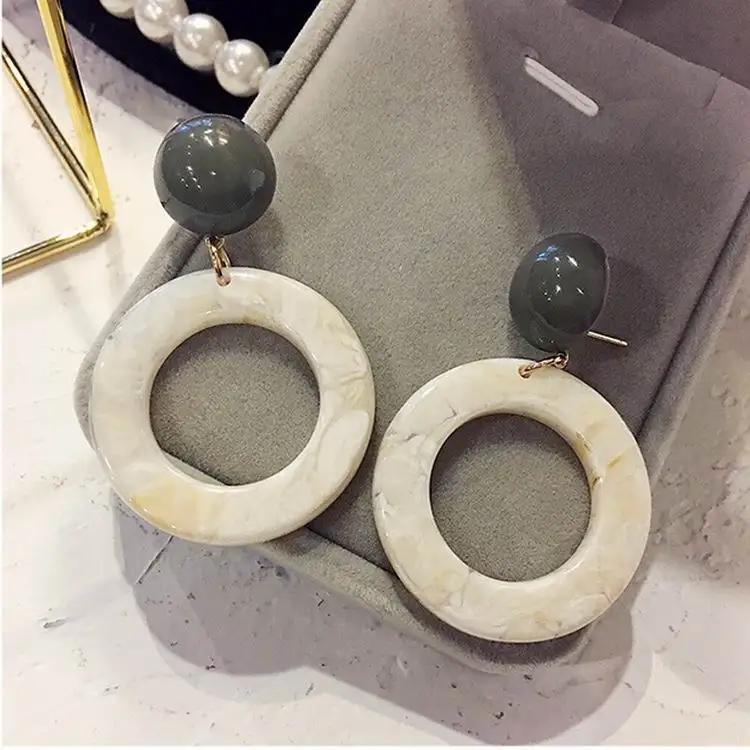 MENGJIQIAO 2018 New Korean Statement Acrylic Circle Big Earrings For Women Bijoux Vintage Geometric Dangle Pendientes Mujer Moda | Украшения