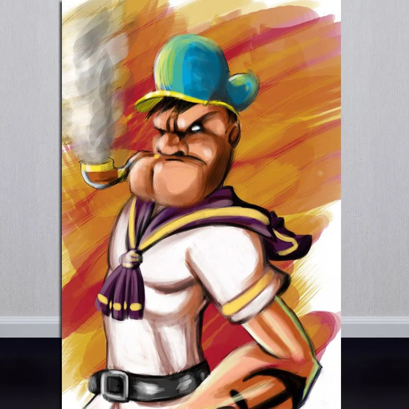 hand made oil painting Popeye the Sailor Man art on canvas Mike Mozart Uncle street painted mural decoration | Дом и сад