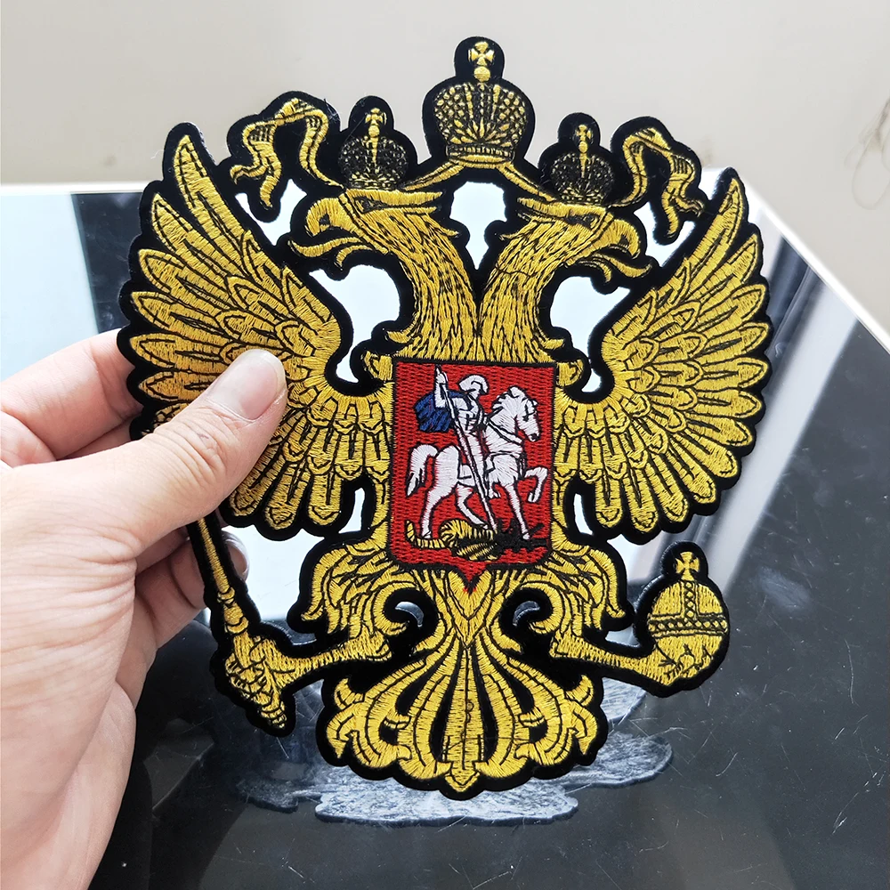 Вышитая нашивка с гербом России двуглавый орел для одежды военная | Дом и сад