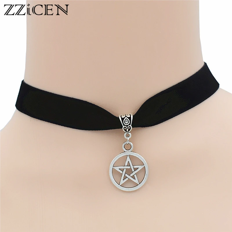 Новинка, модный стиль Wicca, Готическая звезда, пентаграмма, подвеска, сверхъестественное ожерелье, пятиконечная звезда, черное колье, ювелирное изделие