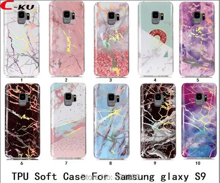 Мягкий чехол C ku из ТПУ с лазерным мрамором для Samsung Galaxy S9 PLUS S8 A8 2018 A6 J4 J6 note 8 S5 S6 EDGE S7