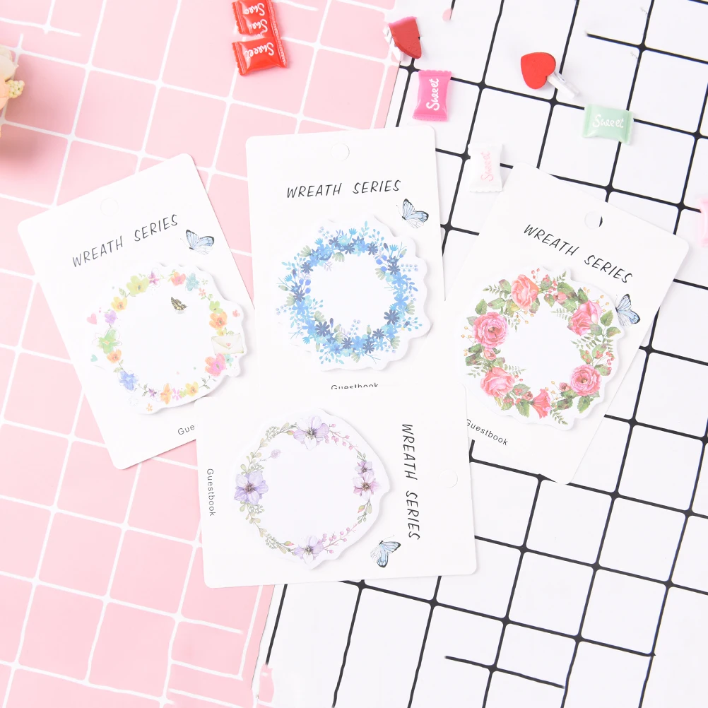 Новый корейский Kawaii цветок Венок Липкие заметки креативный почтовый блокнот