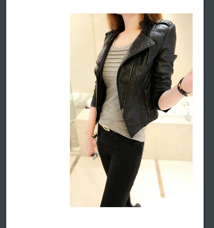 2017 New Spring Autumn Leather Jacket Women Fashion Long Sleeve Zipper black Faux Coats Ladies Motorcycle Biker | Женская одежда