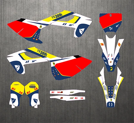 Армейский зеленый Полный набор наклеек для команды Husqvarna TC FC TX FX- TE FE-, Индивидуальные графические фоны с цифрами - Цвет: Армейский зеленый