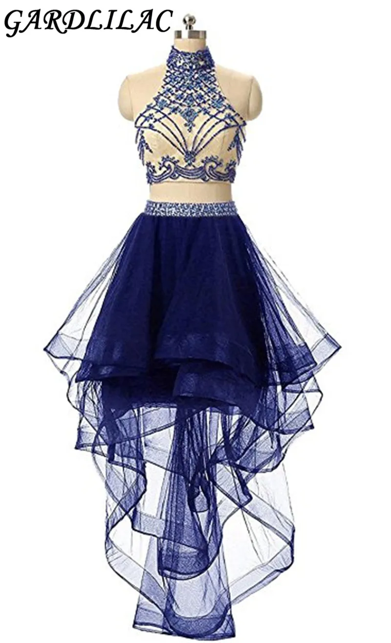 Gardlilac Halter две штуки платье для выпускного вечера Тюлевое Бисероплетение Короткое