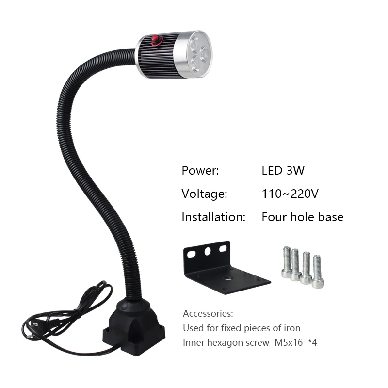 LED 3W 110-220V b Светодиодный ЧПУ Свет gooseneck светильники для швейной машинки Светодиодный светильник 24 В 220 В 36 в 9 Вт супер яркий токарный станок рабочее освещение настольные лампы - Цвет: LED 3W 110-220V b