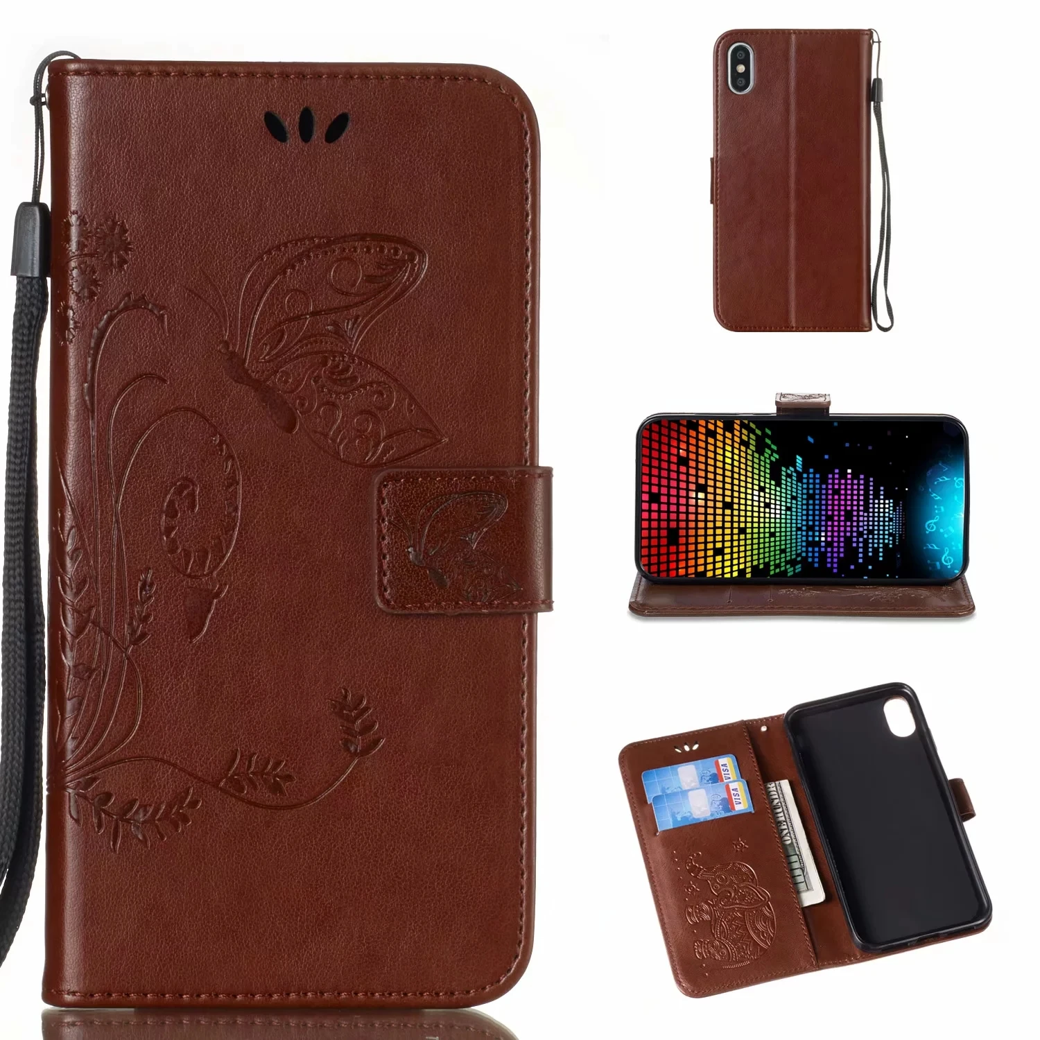 1 Кожаный чехол-книжка с бабочкой для Motorola Moto G3 G4 G5 G6 C MC Plus G4 X style Z2 Play X4 - Цвет: 1
