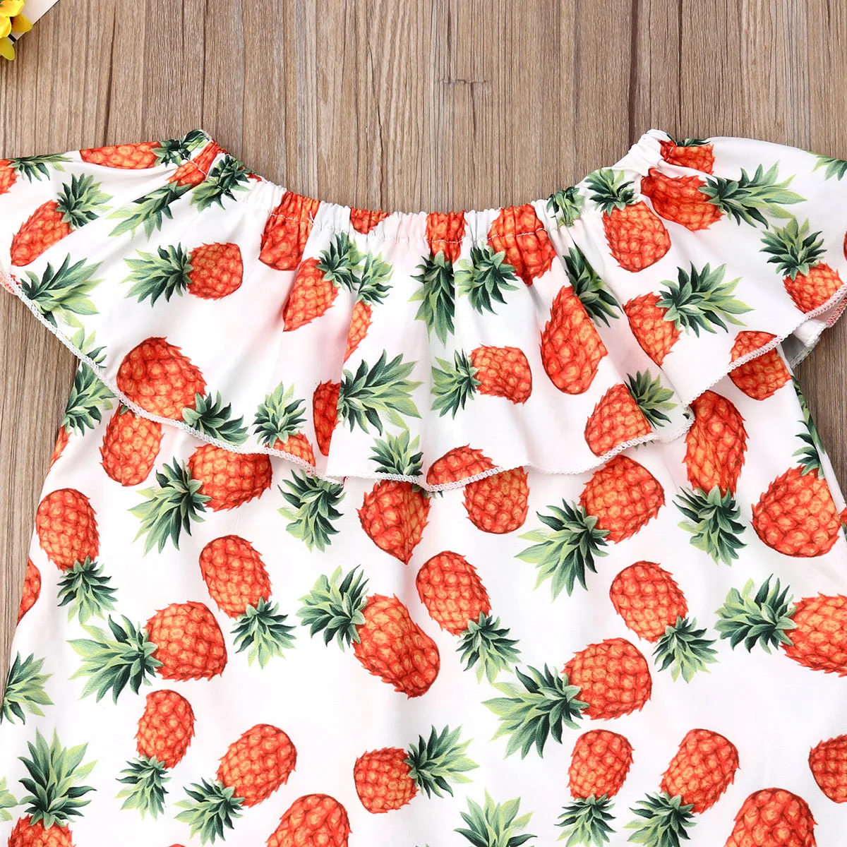 Комплект одежды из 2 предметов для девочек милый топ с коротким рукавом и принтом