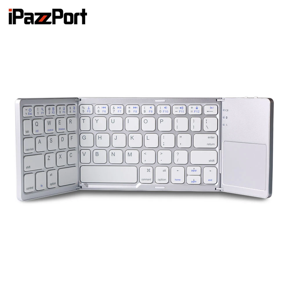 IPazzPort Portable Twice Folding Bluetooth Keyboard BT Wireless Foldable Touchpad Keypad for IOS/Android/Windows ipad Tablet | Компьютеры