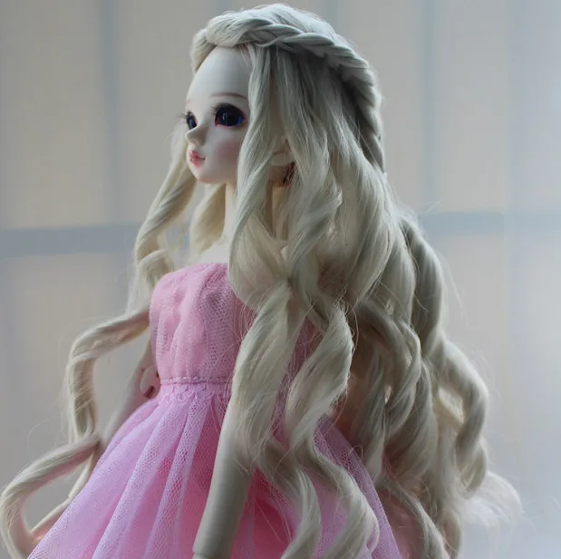 

2018 New Arrival 1/3 1/4 1/6 Bjd SD Doll Wig Gold Fashion Long Big Wavy Wig
