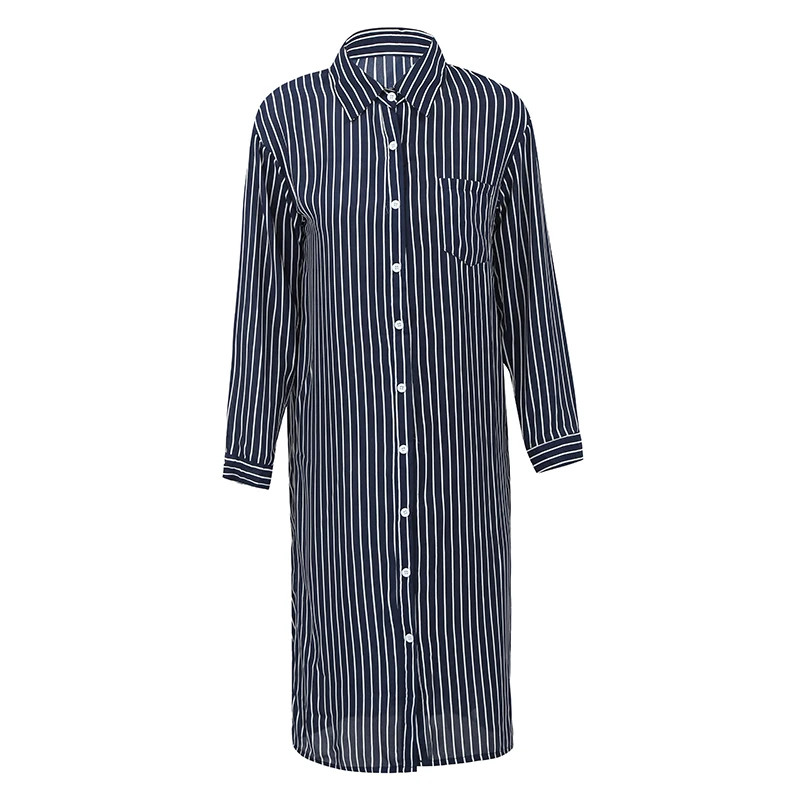 Romacci Women Striped Long Sleeve Shirt Turn-Down Collar Plus Size Kimono Cardigan Autumn Fashion Oversized Tunic Blouse Tops | Женская