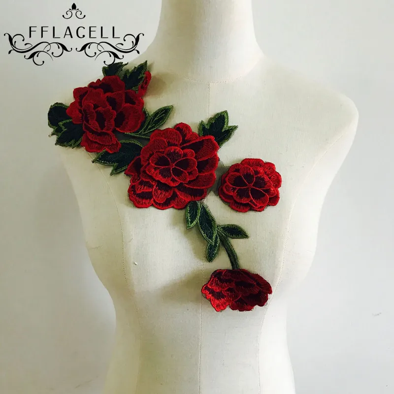 FFLACELL цветы вышитые патчи Швейные наклейки для аппликация на одежду DIY аксессуары