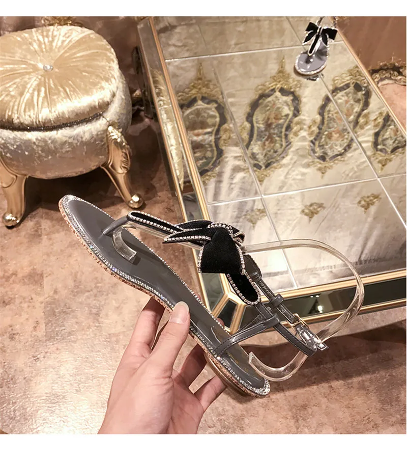 Сандалии-гладиаторы с бантом-бабочкой женская обувь со стразами женские