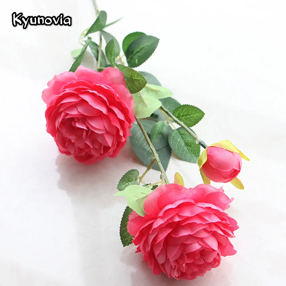 Kyunovia 65 см длинный стебель роз 5 шт./лот искусственные шелковые цветы листья 3