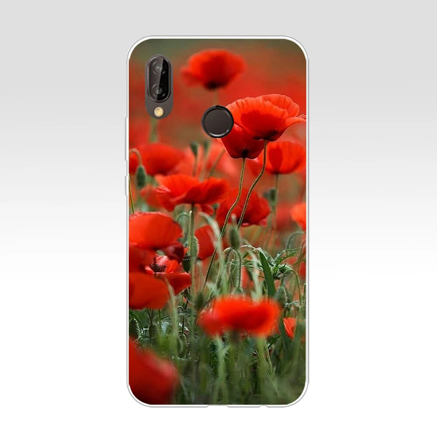 104AQ Красный мак на черном стиле Мягкий Силиконовый ТПУ чехол для huawei Nova 3 3i p smart |