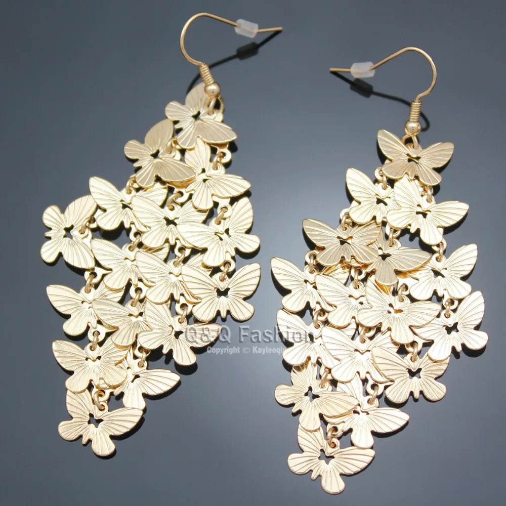 Новые этнические золотые серьги-подвески в виде бабочек и насекомых | Украшения