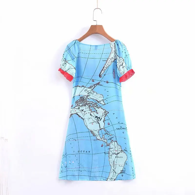 Женский персональный дизайн широкий воротник многоцветная печать короткий