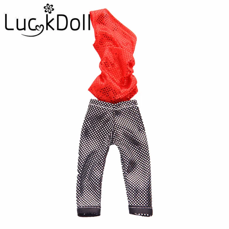 LUCKDOLL украшенные пайетками топы с воротником в горошек + укороченные штаны для