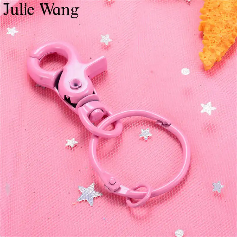 Pink Julie Wang 5 шт. Многоцветный Круглый Брелок Сплит кольцо Брелки Омар Пряжка брелки ювелирные изделия изготовление аксессуаров - Цвет: Pink