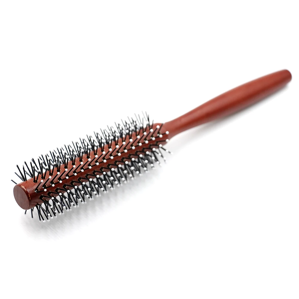 

CestoMen Pro 1 Piece Hairdressing Wood Curly Brush Hair Nylon Teeth Round Comb For Hair Curling Detangle Brush Salon Accessory
