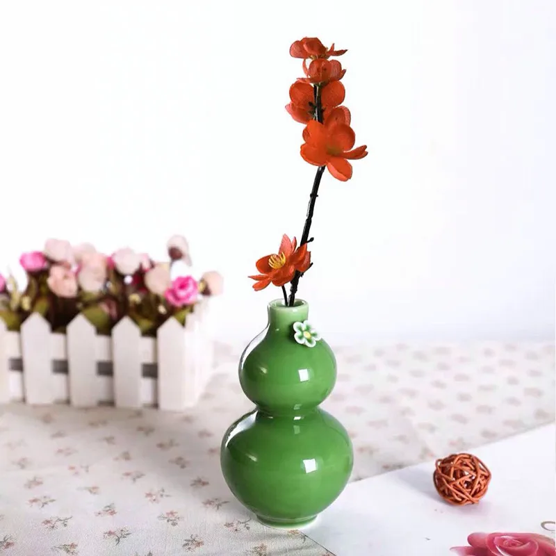 Цзиндэчжэнь Керамическая Мини Флора бутылка Цветок Маленькая ваза зеленый