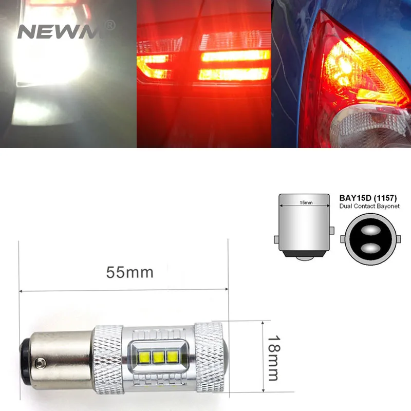2x30 Вт 50 80 S25 1157 BAY15D Cree чип светодиодные лампы P21/5 автомобильная лампа заднего хода