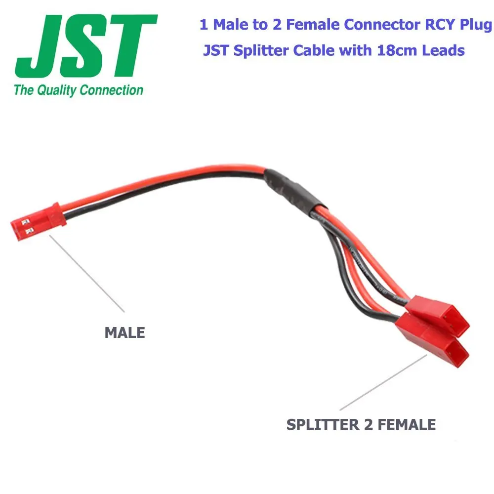 Сплиттер EBOYU(TM) разветвитель JST с разъемом типа Папа 2 10 шт. 18 см|jst plug|jst cablejst connector plug