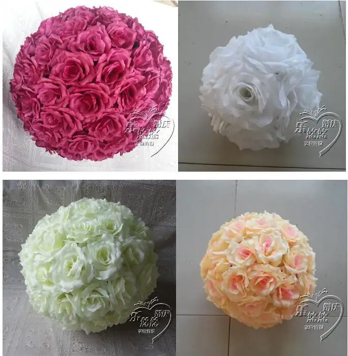 

20" 50 CM Large Artificial Silk Rose Flower Ball Kissing Balls Craft Ornament For Christmas Wedding Party Decoration Supplies