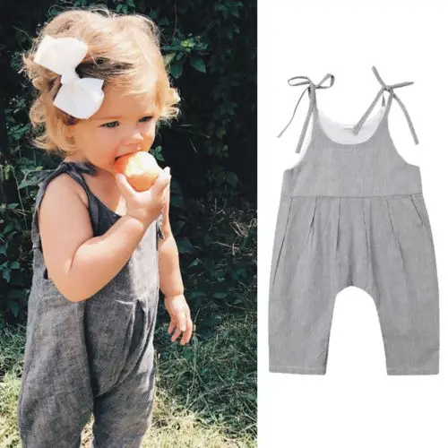 Летний хлопковый комбинезон в полоску без рукавов пляжный костюм|Ромперы| |