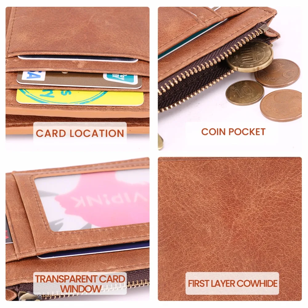 Мужской тонкий кошелек из натуральной воловьей кожи с отделением для