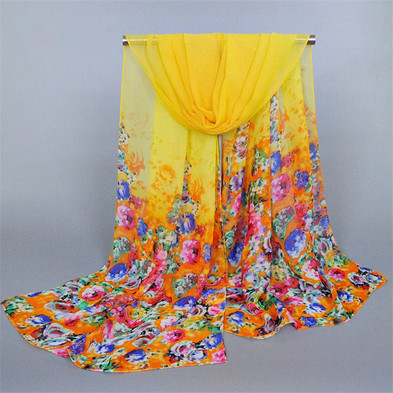 2017 Женский шарф шифоновый Шелковый летнее полиэстеровое хиджаб пончо шали