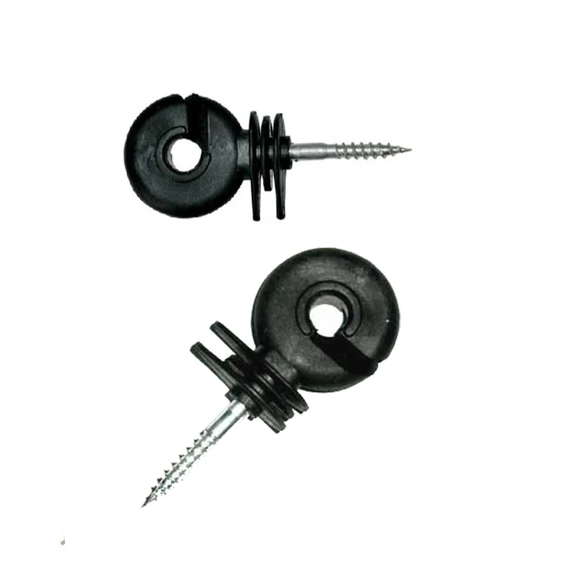 

100pcs Electric Fence Wood Post Insulators PP UV Resistance Farm Black Electric Fencing Screw-in Plastic Ring Insulators