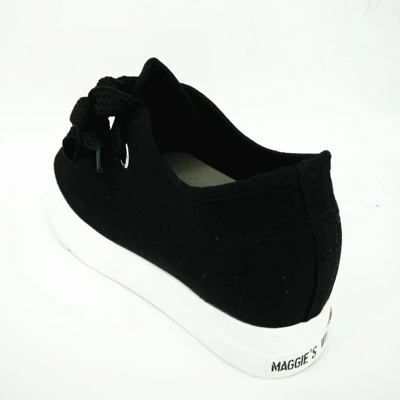 Maggie's Walker Women Trendy Canvas Casual Shoes with Bow-tie Platform Lace-up Outdoor White/Black Size 35~40 | Обувь