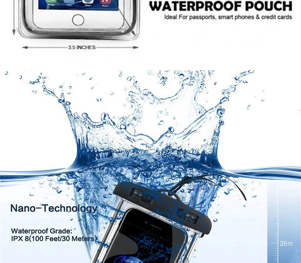 Водонепроницаемый чехол для смартфона, чехол для телефона, сумка для iPhone XR X 8, huawei, Xiaomi, универсальный, ПВХ, герметичный, подводный, чехол для телефона