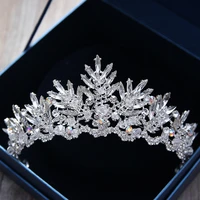 2019 baroque rhinestone crystal beaded headband tiara bride crowns wedding korean hair ornaments diadem pageant prom crown