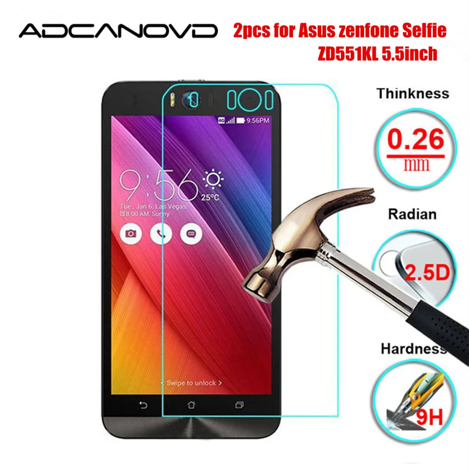 2 шт./лот для Asus Selfie ZD551KL Z00UD закаленное стекло zenfone ZD 551KLScreen защитная пленка|glass