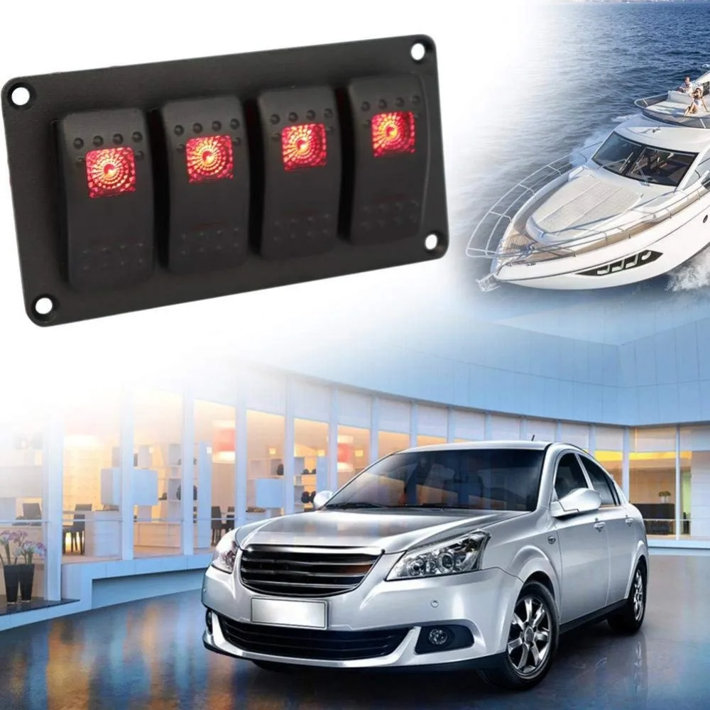 4 Gang для водного спорта Кулисные Переключатели Панель 12v/ 24v морской