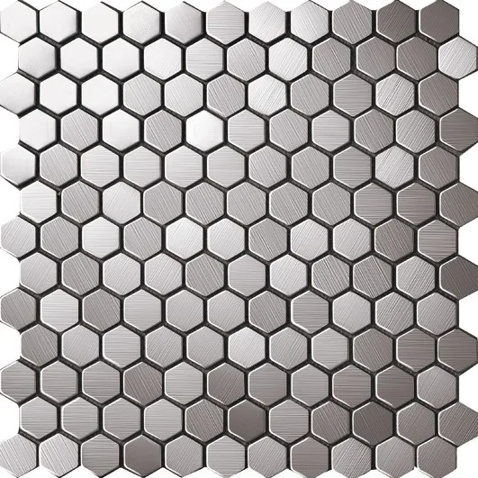 

China hexagon brushed silver metal tile kitchen backsplash KTV wall decoration