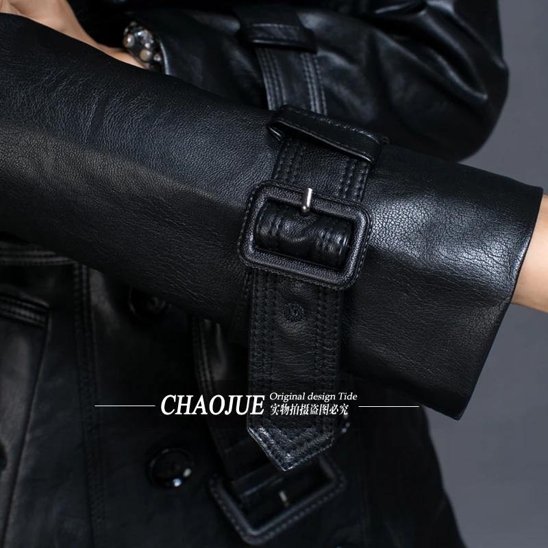 Кожаная одежда Тренч мужской тонкий костюм с воротником новинка весны и осени 2018