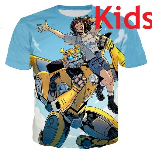 kids t shirt PLstar Cosmos/одинаковые комплекты для семьи; футболки для мальчиков с 3D принтом робота; летние детские футболки с автоботами; детские летние топы - Цвет: kids t shirt
