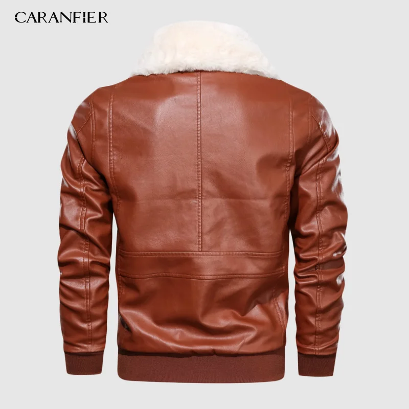 Мужские кожаные куртки CARANFIER повседневные Мотоциклетные Куртки из искусственной