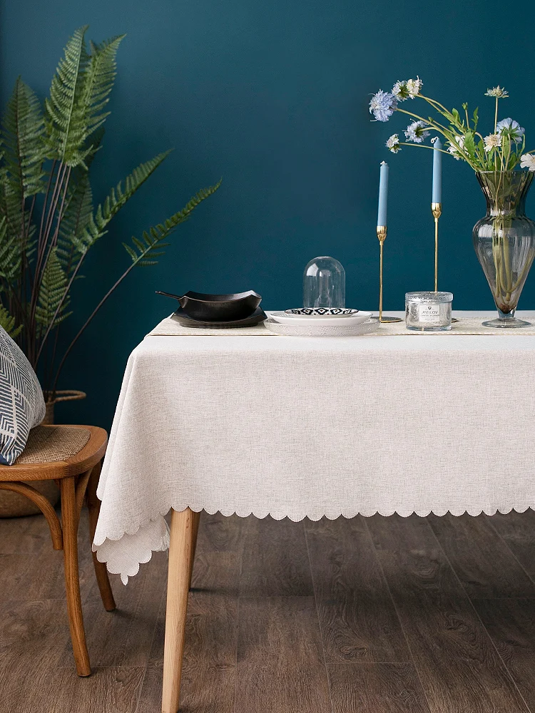 Однотонная Ткань для скатерти из хлопка и льна маленькая свежая простая скатерть