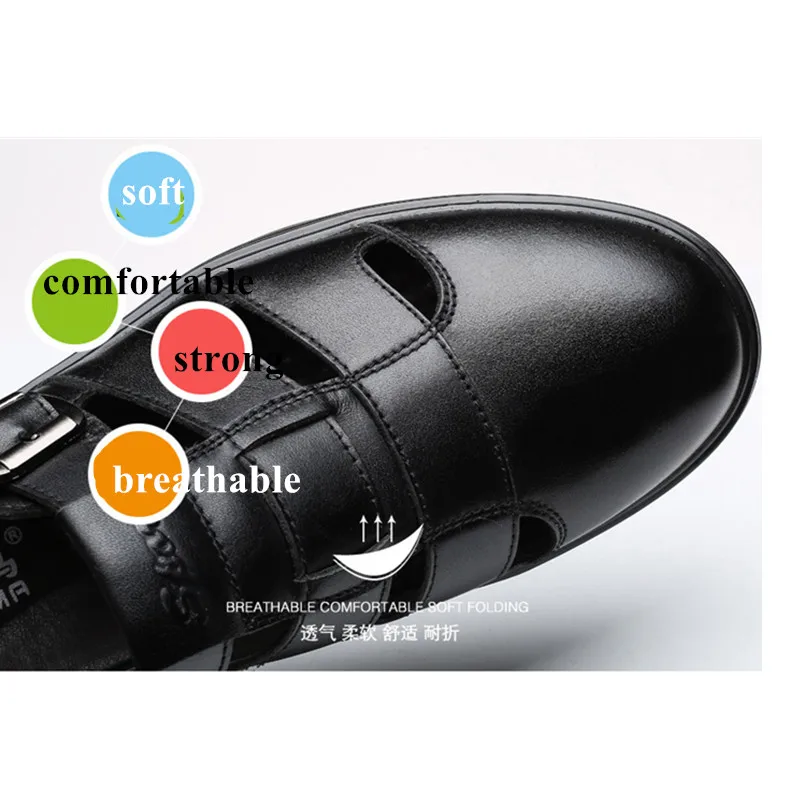 

New 2021 Summer Men's Genuine Leather Shoes Men Soft Sole Hole Sandal Closed toe Outdoor Casual shoes Man Plus size 45 46 47