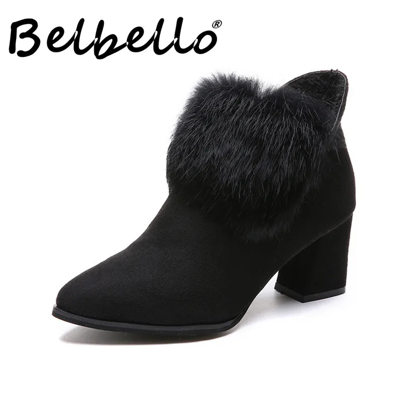 Belbello 2019 Зимняя Новая повседневная обувь для девочек Удобная теплая из кроличьего