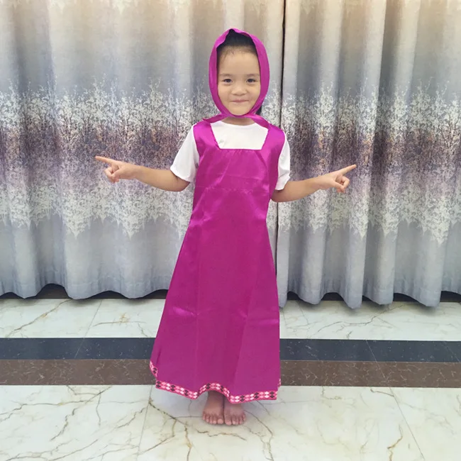 2019 New Mashae y el oso Cosplay Party Costume Purple Dresses Decoration Childrens Fancy Dress Anime Onesie Clothing | Детская одежда и